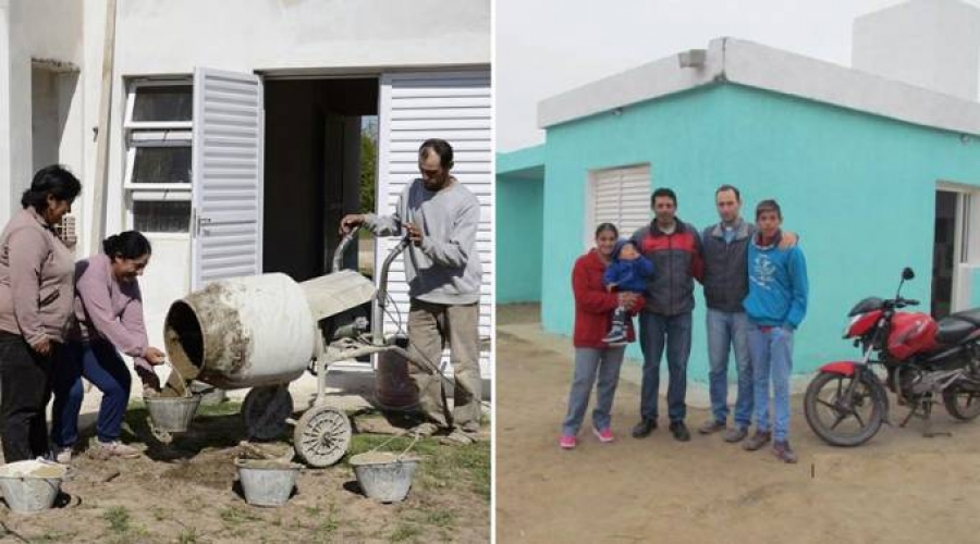 Ayudadas por Cáritas Argentina, familias construyen sus propias casas
