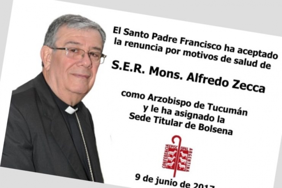 Argentina: el Papa acepta la renuncia del obispo de Tucumán y le asigna una sede titular en Italia