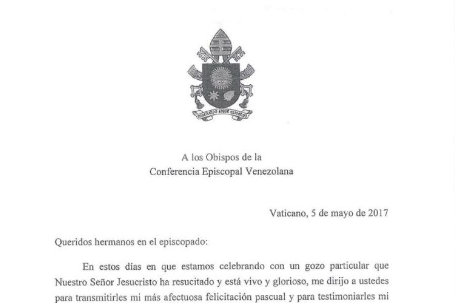 El Santo Padre a los obispos de Venezuela: «No desanimarse y volver posible el difícil camino del diálogo»