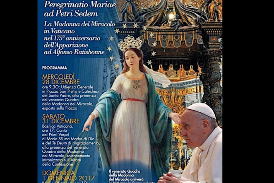 Exponen el cuadro de la Virgen Milagrosa en la basílica de San Pedro