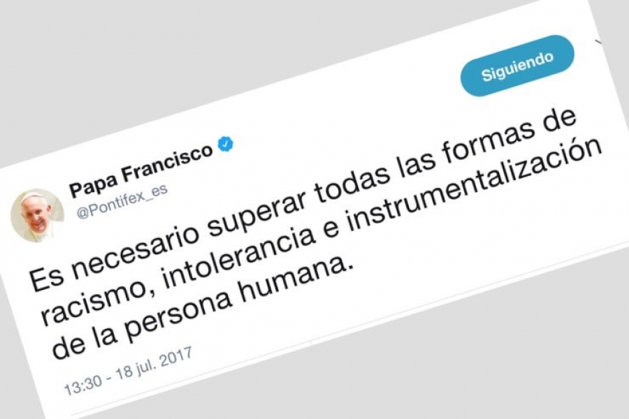 El Papa pide en un &#039;tuit&#039;: superar todas las formas de racismo