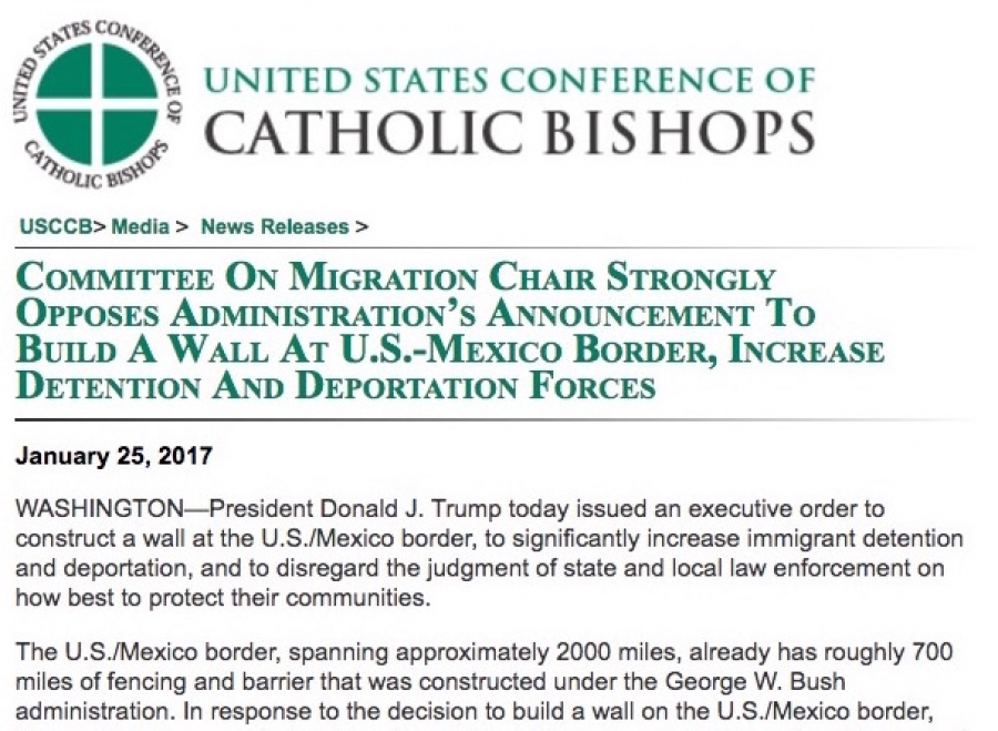Los obispos de EEUU temen que el muro de Trump vuelva a los inmigrantes aún más vulnerables a los traficantes