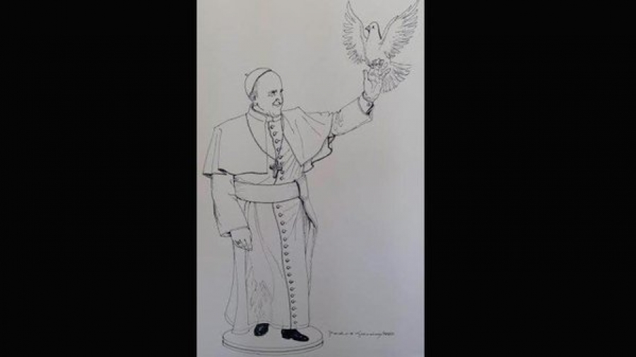 Reúnen millones de llaves para hacer estatua de bronce del Papa Francisco en México