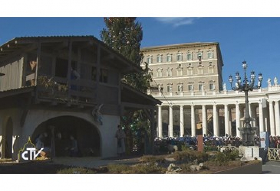 El Nacimiento nos dice que el Señor nunca se impone con la fuerza, dice el Papa recibiendo a los donantes del árbol y el pesebre de la Plaza de San Pedro